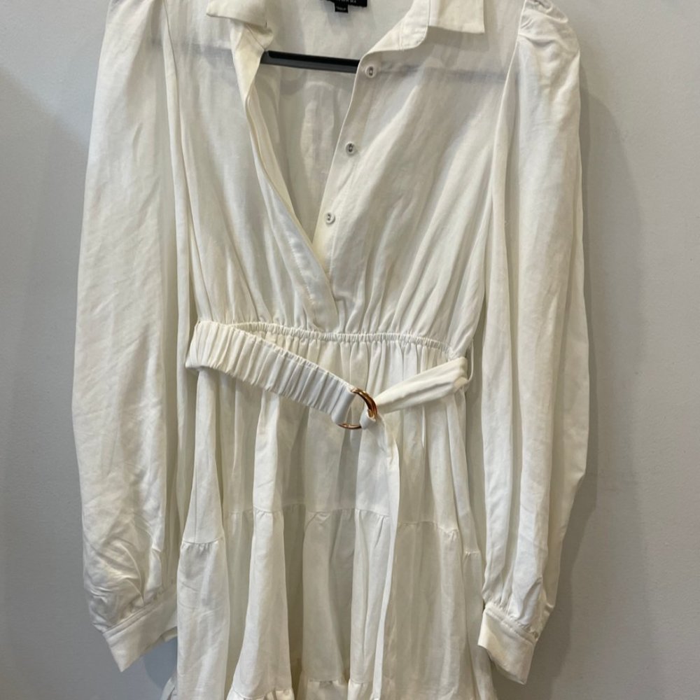 The Mini Shirt Dress in Ivory